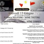 Menu for Wine, Shine & Dine 6/13/2013 featuring Fabrizio Dionisio at Pane e Vino!