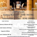 Menu for Wine, Dine & Shine 7/18/13 featuring Isole e Olena at Taverna Pane e Vino!